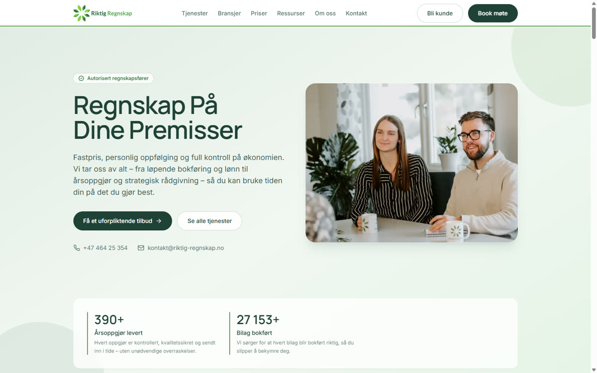 Nettsiden til Riktig Regnskap